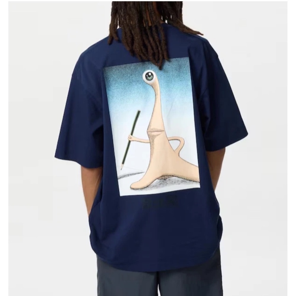Uniqlo T-Shirt Kiseiju Parasyte Migi Manga Graphic Navy Blue XL Anime Streetwear - Picture 2 of 15